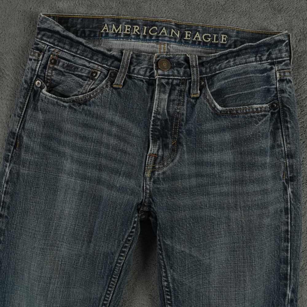 American Eagle Original Straight Jeans Mens 31x28 Blue Medium Wash 100% Cotton